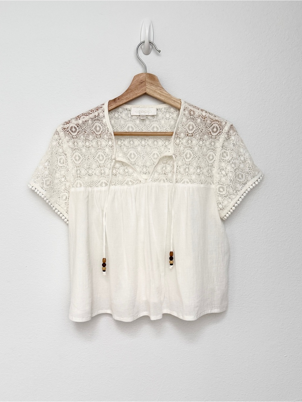 Bohemian Lace Babydoll Short-Sleeve Blouse